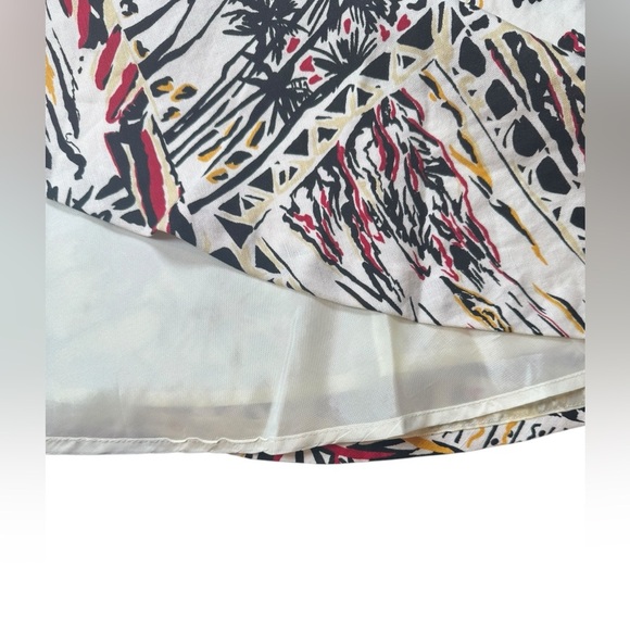 Vintage Alexandra Bartlett Abstract Print Dress | Size 12 | Linen Blend Tropical - Picture 7 of 10